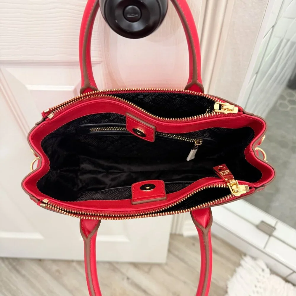 Love Moschino Red Vegan Leather Bag with Gold Hardware Worn Once - Picture 3 of 17